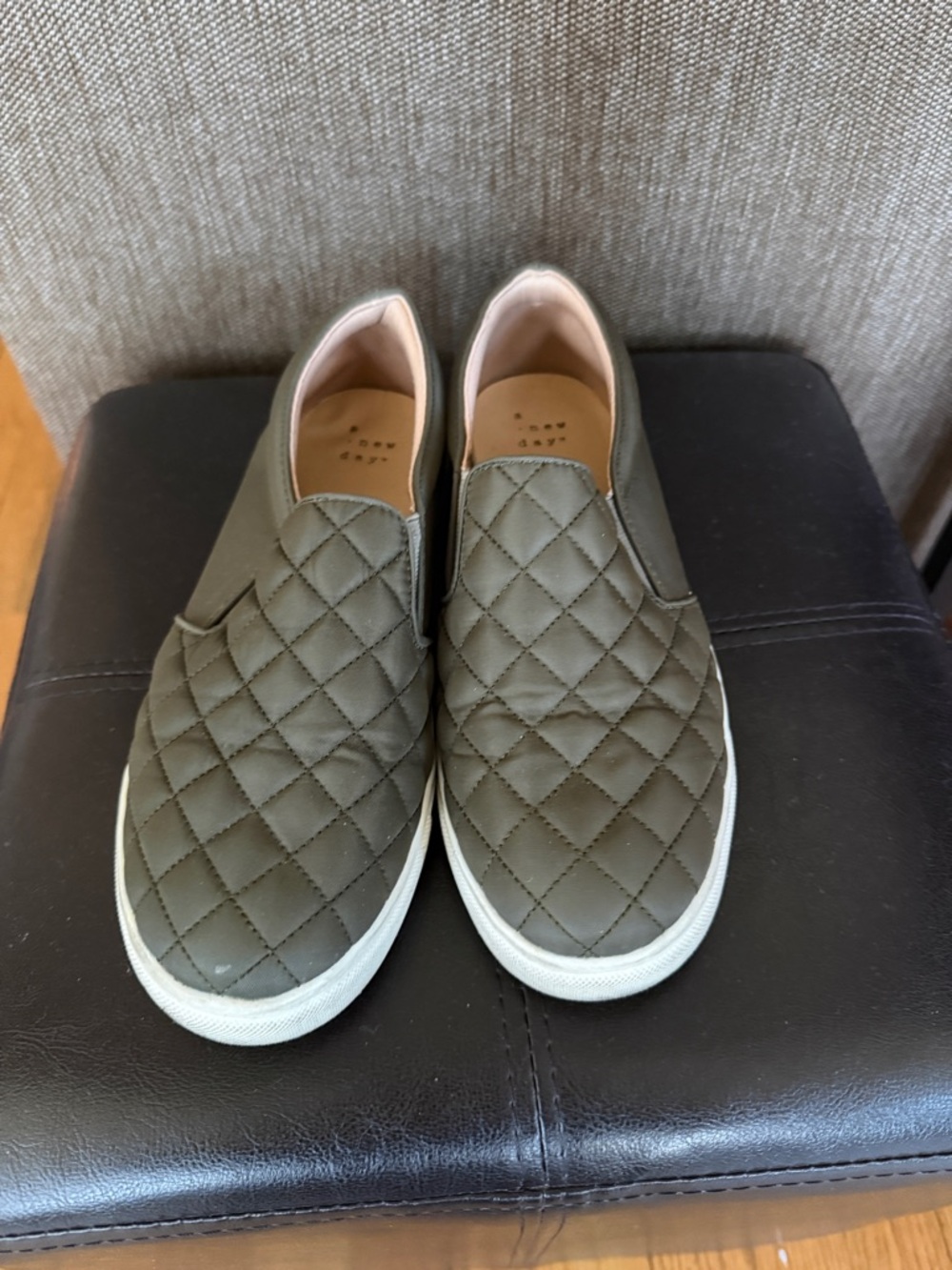 a new day Quilted Slip-On Sneakers in Olive